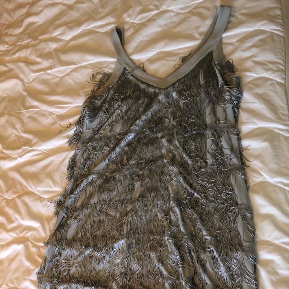 Short Gray White House Black Market Flapper Dress
